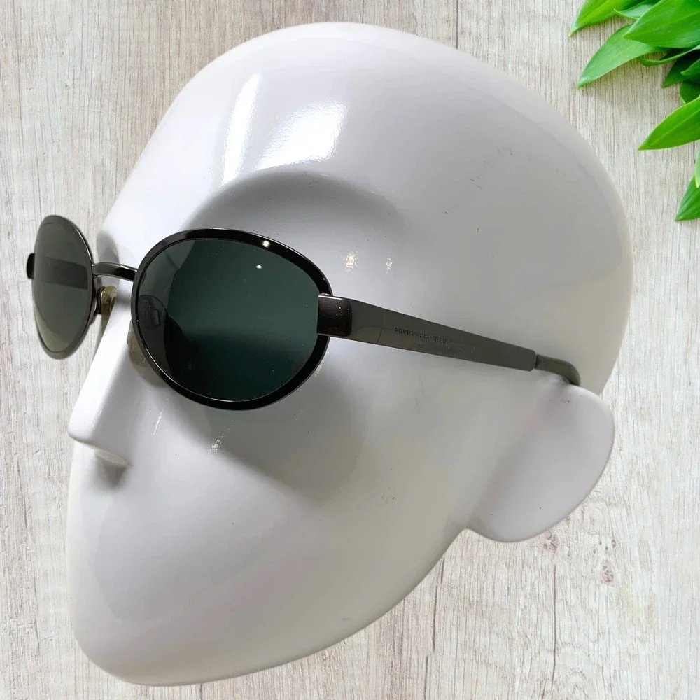 Brooks Brothers BB 199-S Sunglasses Matte Silver Black Oval Italy 1081/48 135